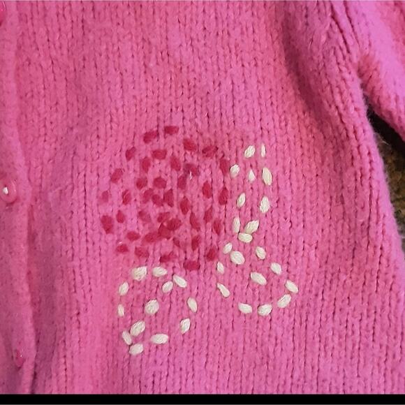 B. Lulu Los Angeles Pink Rose Embroidered Buttoned Sweater Cardigan Toddler 3T - Picture 4 of 12